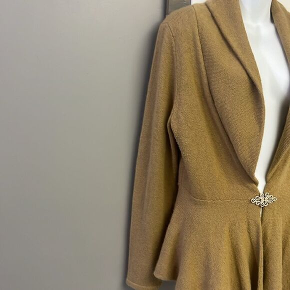 Soft Surroundings Wool Angora Blend Tan Long Sleeve V-neck Cardigan Size Medium - Picture 7 of 15